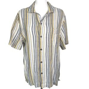 URBAN OUTFITTERS‎ BDG Women's Medium Yellow Striped Button Up Short Sleeve Shirt